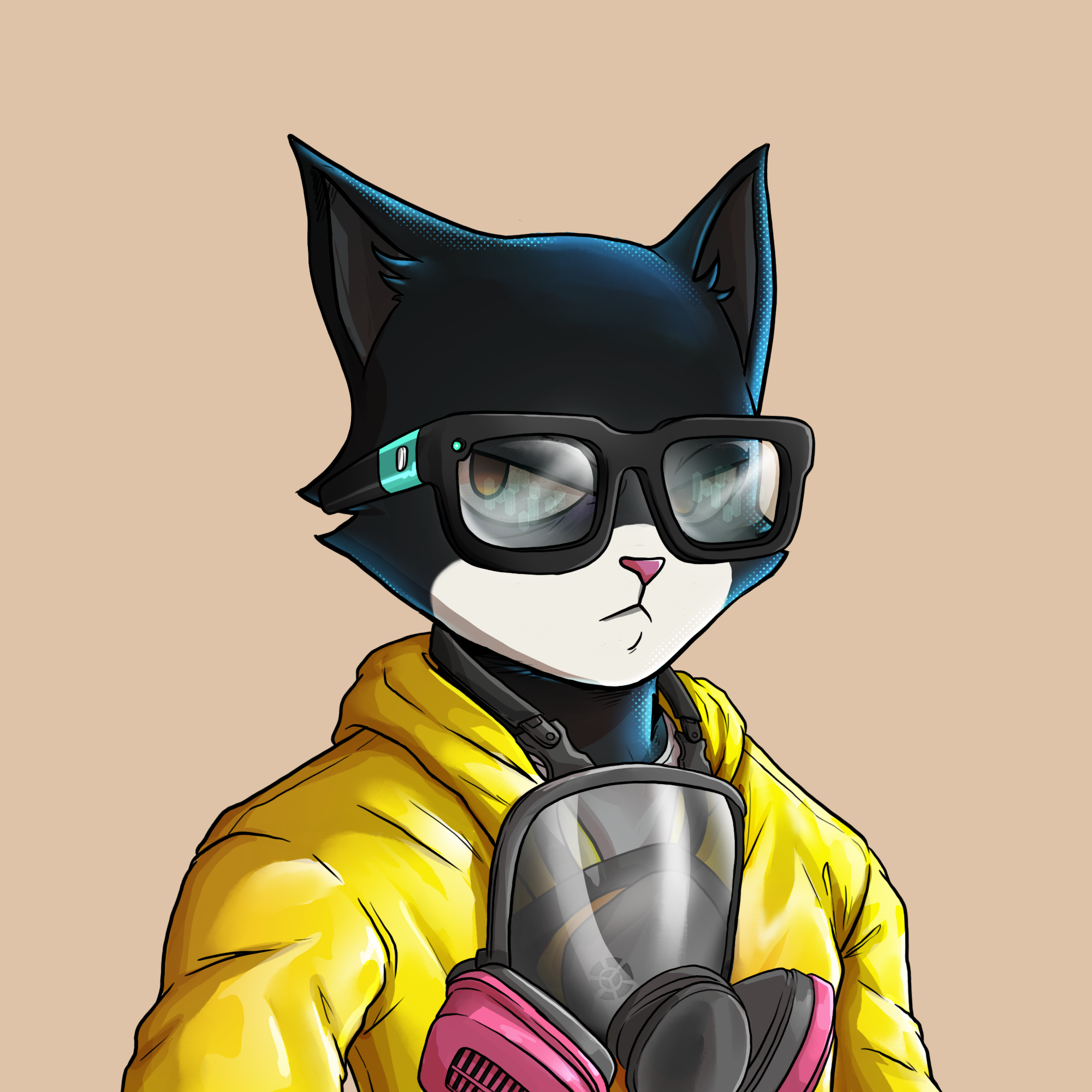 Rizzler NFT 4 - Gas Mask Cat