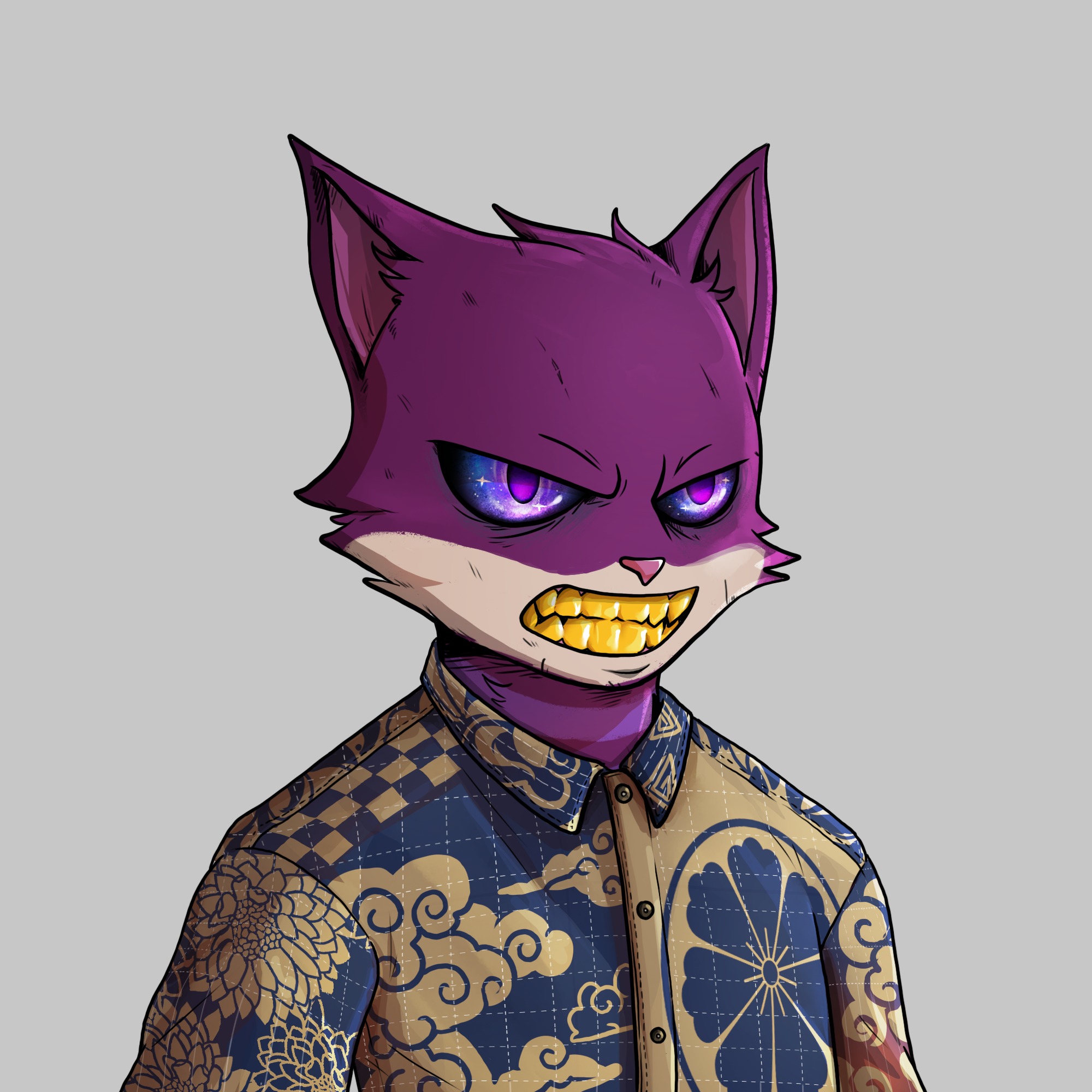 Rizzler NFT 5 - Purple Gold Cat