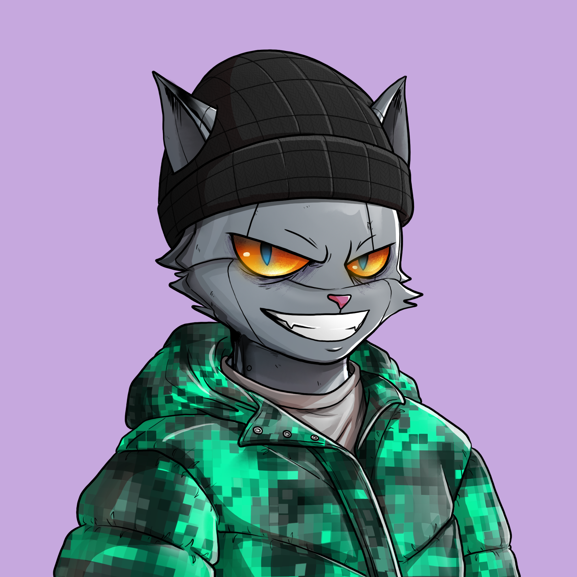 Rizzler NFT 6 - Pixel Jacket Cat
